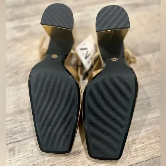 ZARA BLOGGER FAVE!!! Gold Square Toe Slingback Pumps ✨ Size 6.5 & 7.5 NWT - Picture 11 of 16